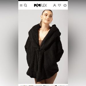 POPFLEX Faux Sherpa Cocoon Coat - Black
